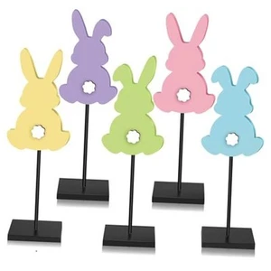 Easter Standing Table Decor Wooden Bunny Egg Rabbit Tabletop Decoration Easter - Picture 1 of 7