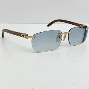 Authentic Cartier Eyeglasses Rimless Oval 18 140b Bubinga Wood GP Decor Frames - Picture 1 of 18