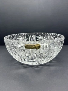 Vtg Bohemia 24% Lead Crystal Cut Clear Glass Salad Serving Bowl Czech Republic - Picture 1 of 11