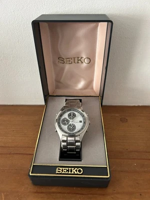 VINTAGE BOXED SEIKO PANDA CHRONOGRAPH STAINLESS STEEL WATCH MODEL 7T32-7C60 -GWO - Image 1 of 4