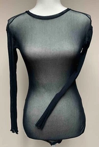 Vintage 80's Women's Sexy Black Mesh Bodysuit Made by Only Hearts NYC - Size M/L - Picture 1 of 8