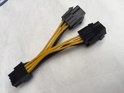 Dual 6 Pin Female To 8 Pin Male PCIE VGA Power Cable for NVIDIA ATI RADEON - Image 1 of 4