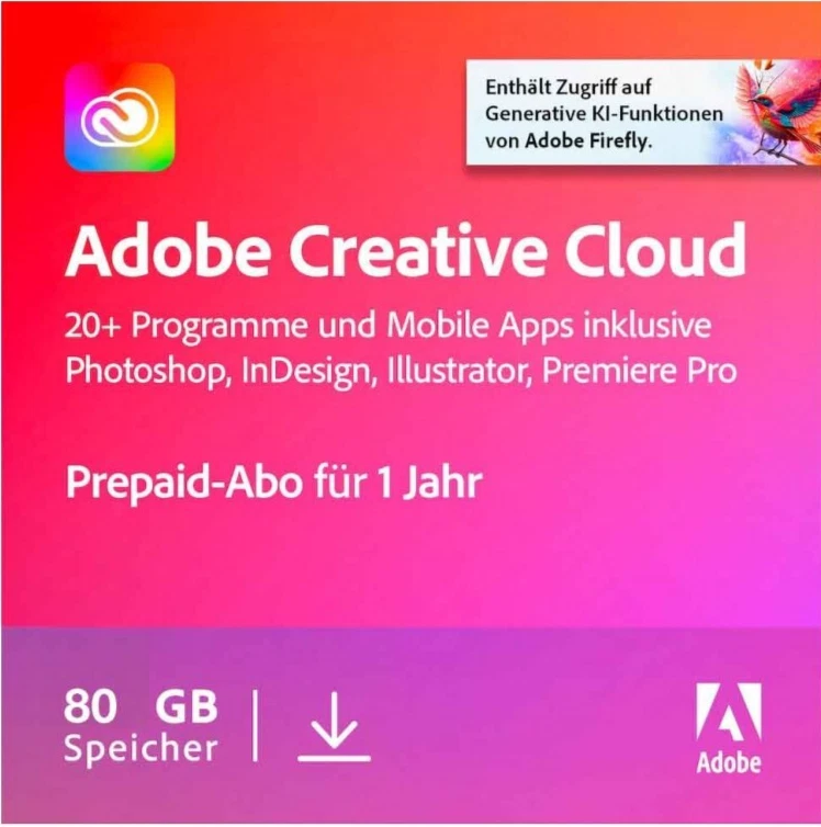 Adobe Creative Cloud 1 Jahr Prepaid Upgrade Vollversion keine EDU mit Mwst. - Bild 1 von 1
