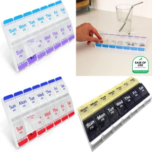 Estuche de píldoras de 7 días con botón organizador de medicamentos organizador de vitaminas 2 veces al día AM/P - Imagen 1 de 17