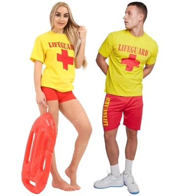 FNA FASHIONS Adult Lifeguard Beach Bay Costume Life Saver Float 80's Fancy Dress Outfit New