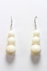 Coral White Natural Round Ball Graduated Gemstone Earrings .925 Sterling Silver