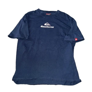 VTG Y2K Quicksilver 2 Sided Blue T-shirt XL Grunge Skater Surf Distressed Logo - Picture 1 of 6