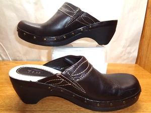 Bass women's shoes Slip on Clogs BROWN LEATHER Mules SIZE 8.5 - Picture 1 of 5