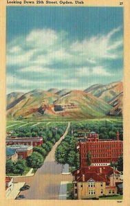Postcard Utah Ogden "Looking Down 25th Street" Linen 1940s Weber County MINT - Picture 1 of 1