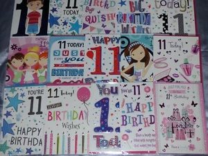 11TH BIRTHDAY CARD ELEVEN YEAR OLD CUTE BOY GIRL AGE 11YR BIRTHDAY 11 YEAR OLD - Picture 1 of 33