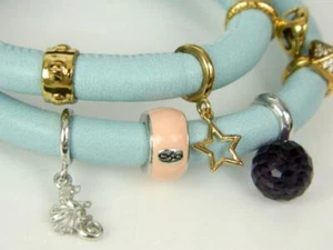 *BUY 1 GET 1* ENDLESS Light Blue 2X Wrap Sterling Silver 8 Charm Bracelet .6.25" - Picture 1 of 7