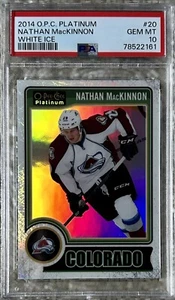 2014 OPC PLATINUM WHITE ICE /199 NATHAN MACKINNON PSA 10 1ST YEAR OPC POP 1 - Picture 1 of 2