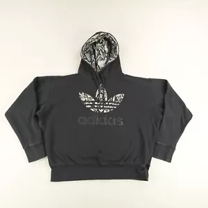 Adidas Original Hoodie Womens 1X Black Animal Print Trefoil Hoodie Sweatshirt ^ - Picture 1 of 11