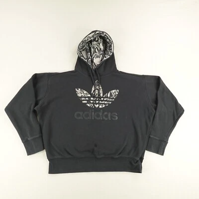 Adidas Original Sudadera con Capucha Mujer 1X Negro Estampado Animal Trifolio Sudadera con Capucha ^ Foto 1 de 4
