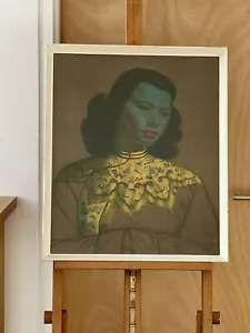 Impresión artística original vintage de niña china Vladimir Tretchikoff dama verde años 60 - Imagen 1 de 12