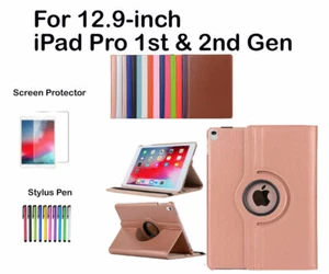  For Apple 12.9-inch iPad Pro(1st & 2nd Gen )Rotate PU Leather Smart Case Cover  - Picture 1 of 13