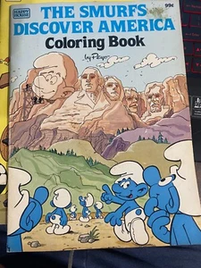 Vintage 1983 The Smurf’s Discover America Pre-Owned Coloring Book By Happy House - Picture 1 of 2