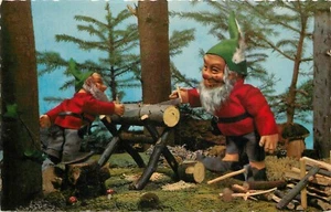 Postcard 1950s Steiff gnomes fantasy advertising wood cutters Kiener 23-10908 - Picture 1 of 2
