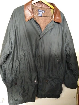 Chaqueta Nautica DE COLECCIÓN Adulto XL Verde Extraíble Capucha Cuero Cuello Abrigo Para Hombre Foto 1 de 4