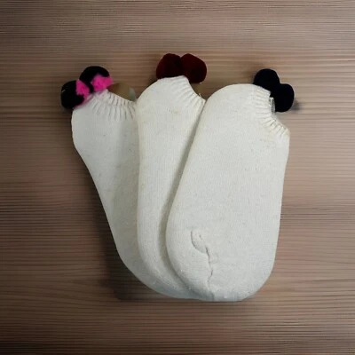 ¡Pack de 3! Calcetines De Colección Pom Blanco Tobillo Mezcla Algodón Borgoña, Azul Marino, Negro/Rosa Foto 1 de 4