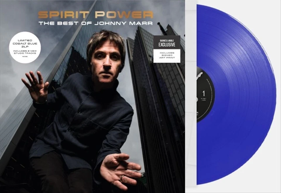 Spirit Power The Best of  Johnny Marr (LP) COBALT BLUE Vinyl w/ Signed Art Print - Image 1 of 1