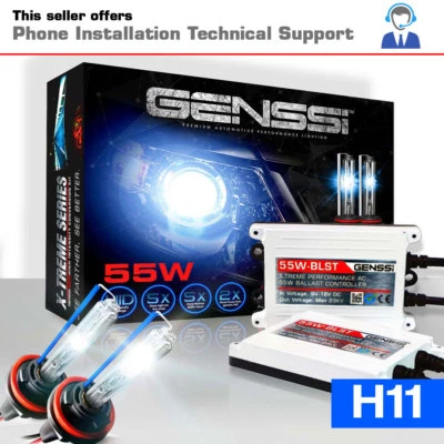 55w H11 HID Kit Headlight Bulbs White Blue Xenon Conversion Light Aftermarket - Image 1 of 4