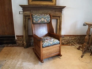 Rare Arts and Crafts Oak lambing rocking chair Cotswold school c1900 - Picture 1 of 17