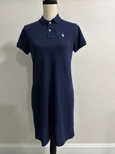 Polo Ralph Lauren Cotton The Mesh Minikleid Damen Navy Weiß Logo Gr. S - Bild 1 von 8