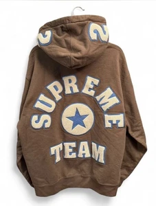 2022 Supreme Team Chenille Hooded Sweatshirt Size XL Tan - Picture 1 of 8