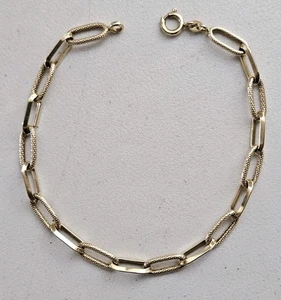 Pulsera de eslabones de cadena con clip Italia oro 18K vintage 8-1/4" - Imagen 1 de 10