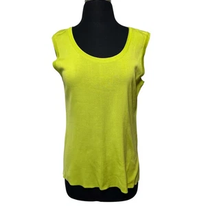 Misook Sleeveless Knit Tank Top Size M Lime Green Yellow Luxury Office Casual - Picture 1 of 10