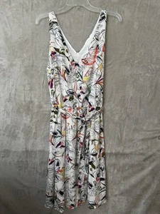 Vestido de día A New para mujer XL blanco estampado floral múltiple sin mangas con cinturón forrado en rayón - Imagen 1 de 13