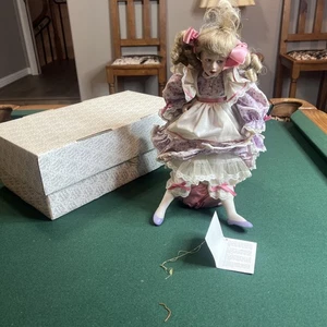 Muñeca de porcelana vintage 1990 Franklin Heirloom edición limitada Little Miss Muffet - Imagen 1 de 5