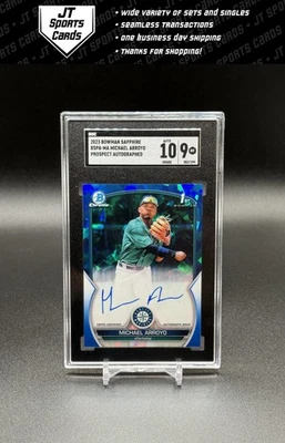 2023 Bowman Sapphire Michael Arroyo BSPA-MA 1st Auto SGC 9 Seattle Mariners - Image 1 of 2