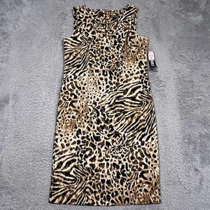 Dana Kay Leopard Print Sheath Dress Women's 8 Sleeveless Stretch NWT - Picture 1 of 15