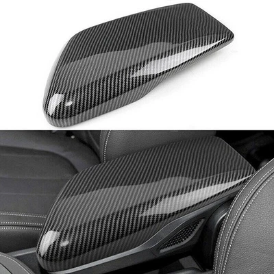 Cubierta de embellecedor de tapa de reposabrazos de consola central de fibra de carbono para BMW X1 F48-2016-2021 Foto 1 de 4