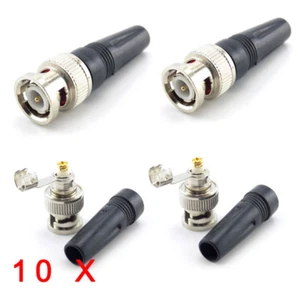 10X Bnc Male Connector Twist-On Solderless Coaxial Rg59 Cable adapter CCTV plug - Picture 1 of 6