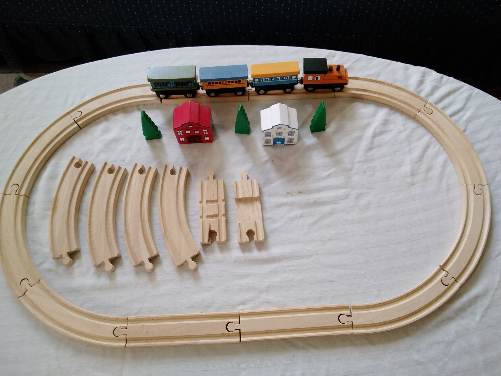 Vintage Wooden Train Set 27 Pieces 