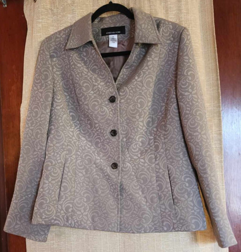 VETEMENTS Giacca blazer donna Jones New York taglia 14 marrone ricamato floreale usata