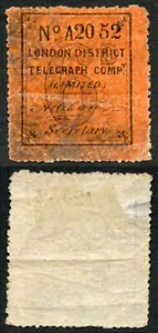 Private Telegraph London District Barefoot 3 6d Black on Zinnober CREASE - Bild 1 von 1