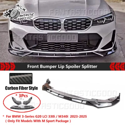 Labio de parachoques delantero negro brillante para BMW M340i 330i M Sport G20 LCI 2023-25 GT Foto 1 de 4