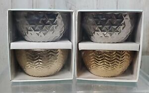 Set of 4 Modern Expressions Luxe Mini Bowls 4 Inch  Metallic Gold & Silver Tone 