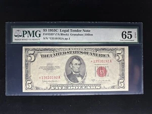 1953C* $5 Red Seal STAR Five Dollar Legal Tender Note • Fr#1535* PMG 65 EPQ GEM - Picture 1 of 2