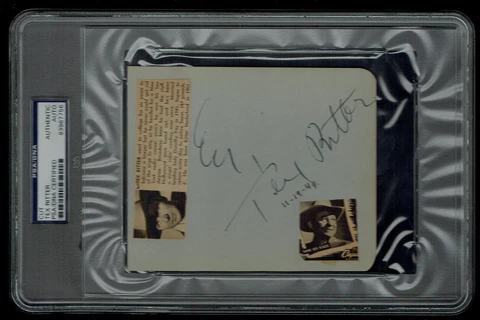 Tex Ritter (d. 1974) signed autograph auto 4.5x5.5 cut Country Music Singer PSA Cover
