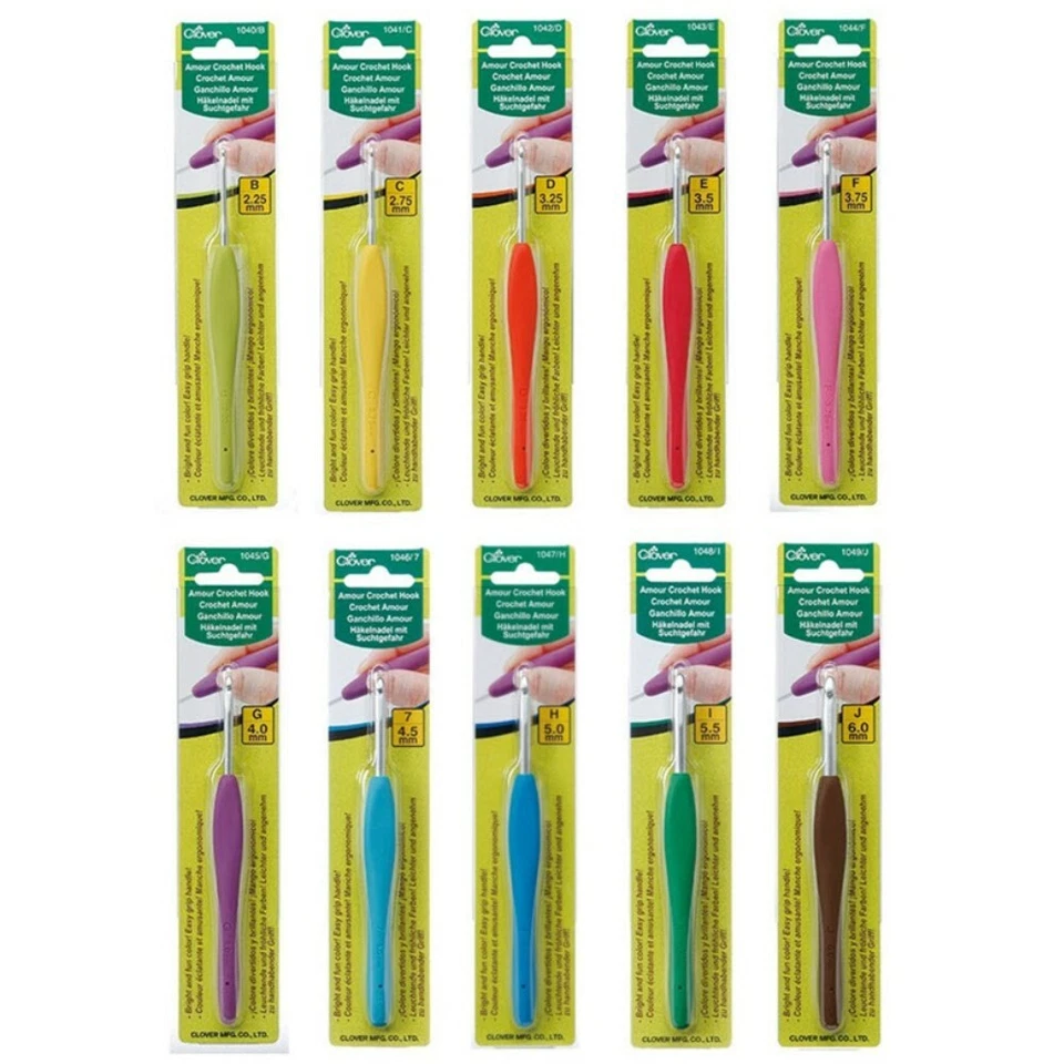 Gancho de ganchillo Clover Armour, tamaño 2,25 mm a tamaño 6,0 mm, elige tu talla Foto 1 de 1