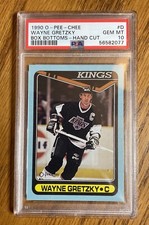 1990 O~Pee~Chee Hockey #D “Wayne Gretzky” Box Bottom “Hand-Cut” PSA 10! LOW POP!