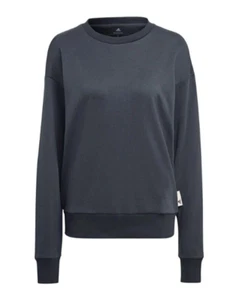 NWT ADIDAS Women's Studio Lounge Loose SOFT Crewneck Sweatshirt Grey Cotton S - Picture 1 of 5