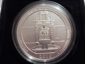 ATB 2010 5 Oz Silver Coin Hot Springs National Park America the Beautiful OGP - Picture 1 of 4