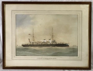 HMS Aurora 1887 Original Watercolour Painting, British Royal Navy, Cruiser - Picture 1 of 9