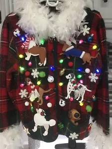Ugly DOG Christmas Sweater with Two Strands of Lights Women's M Pre-owned - Picture 1 of 5